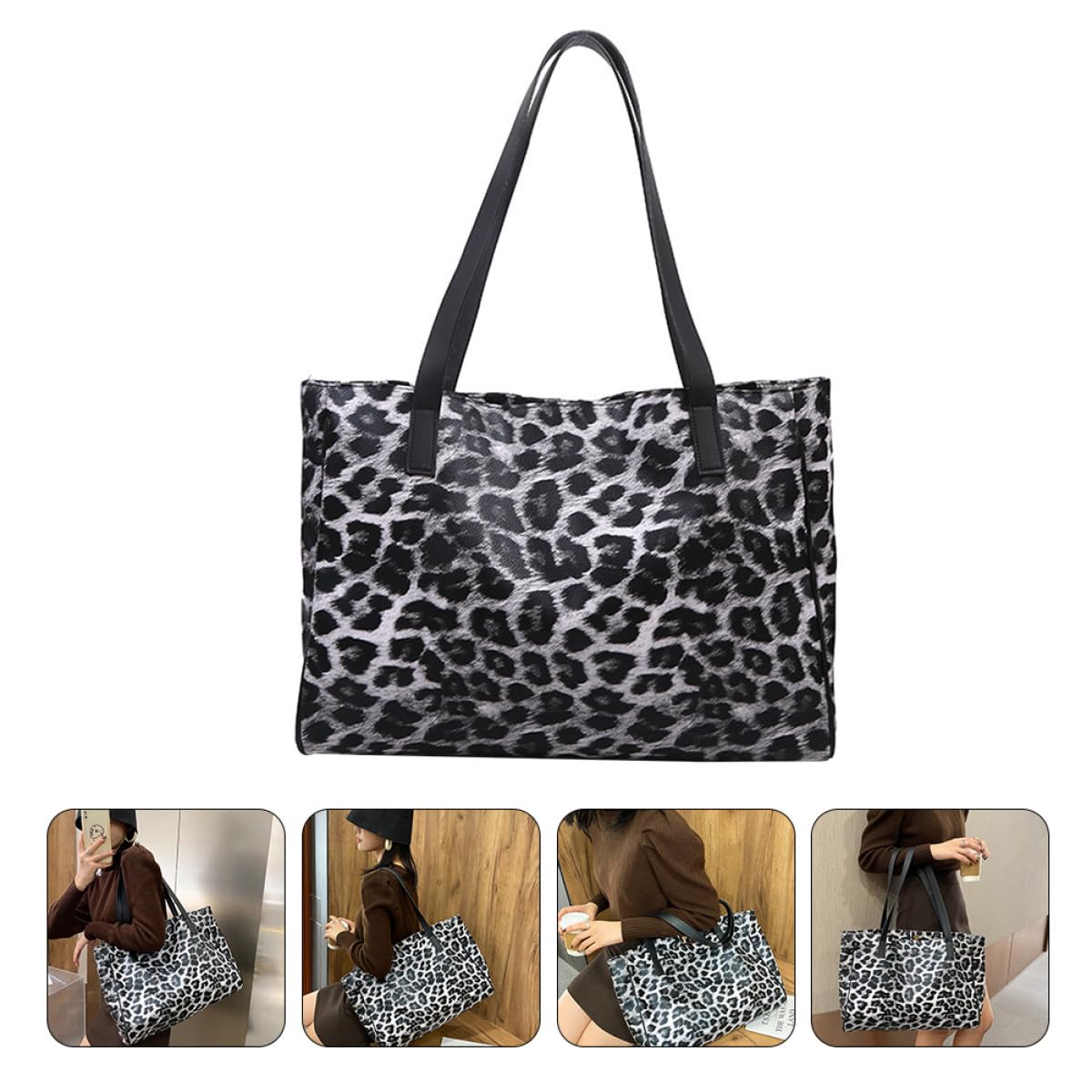 Gatuida Bolso de Hombro Diseño Único y Moderno Estampado de Leopardo para Mujer Gran Capacidad Reutilizable de Pu Adecuado para Uso Casual y Compras