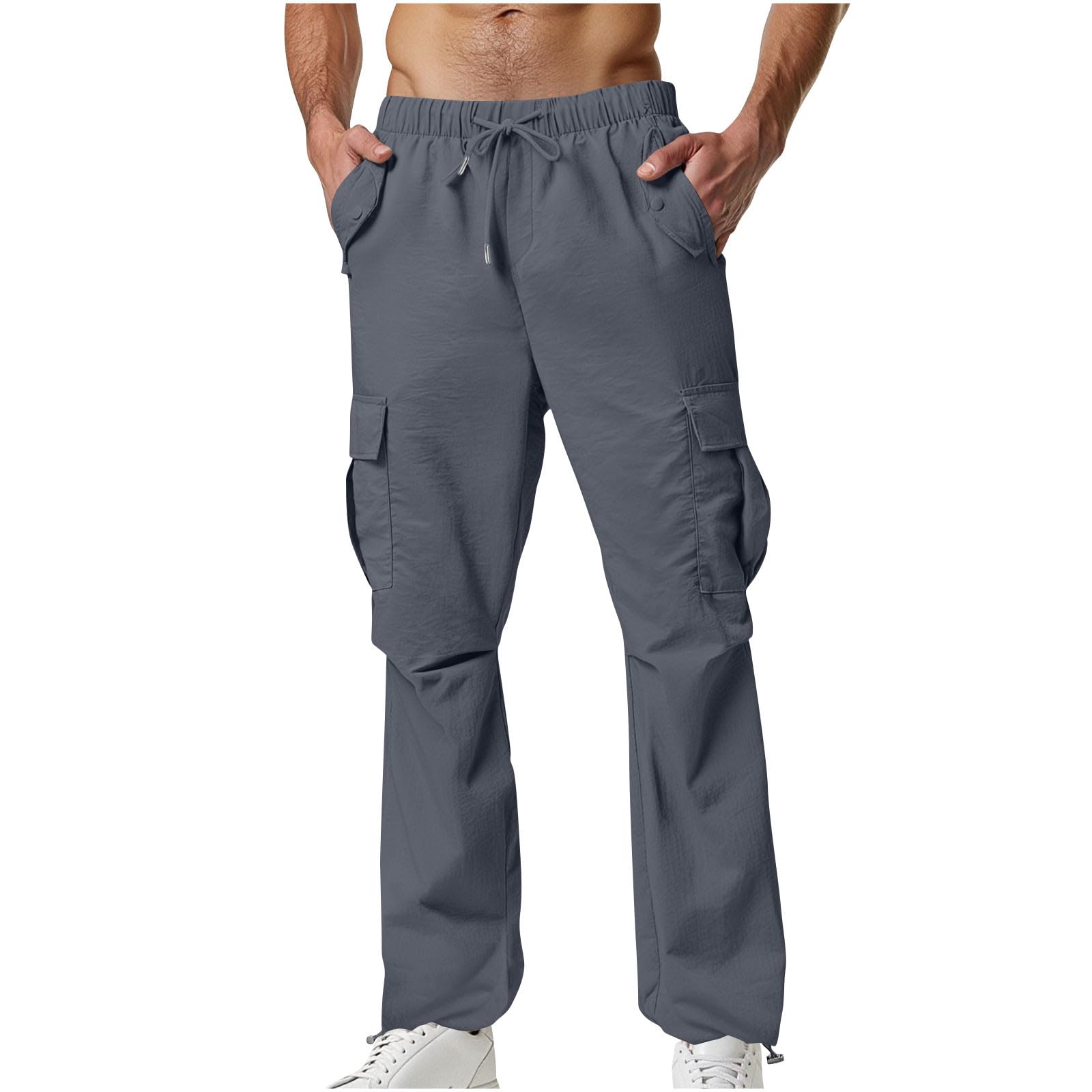 Cargo Pants for Men Ralaxed Fit Straight Leg Stretch Work Hiking Fishing Pants Lightweight Elastic Waisted Trousers