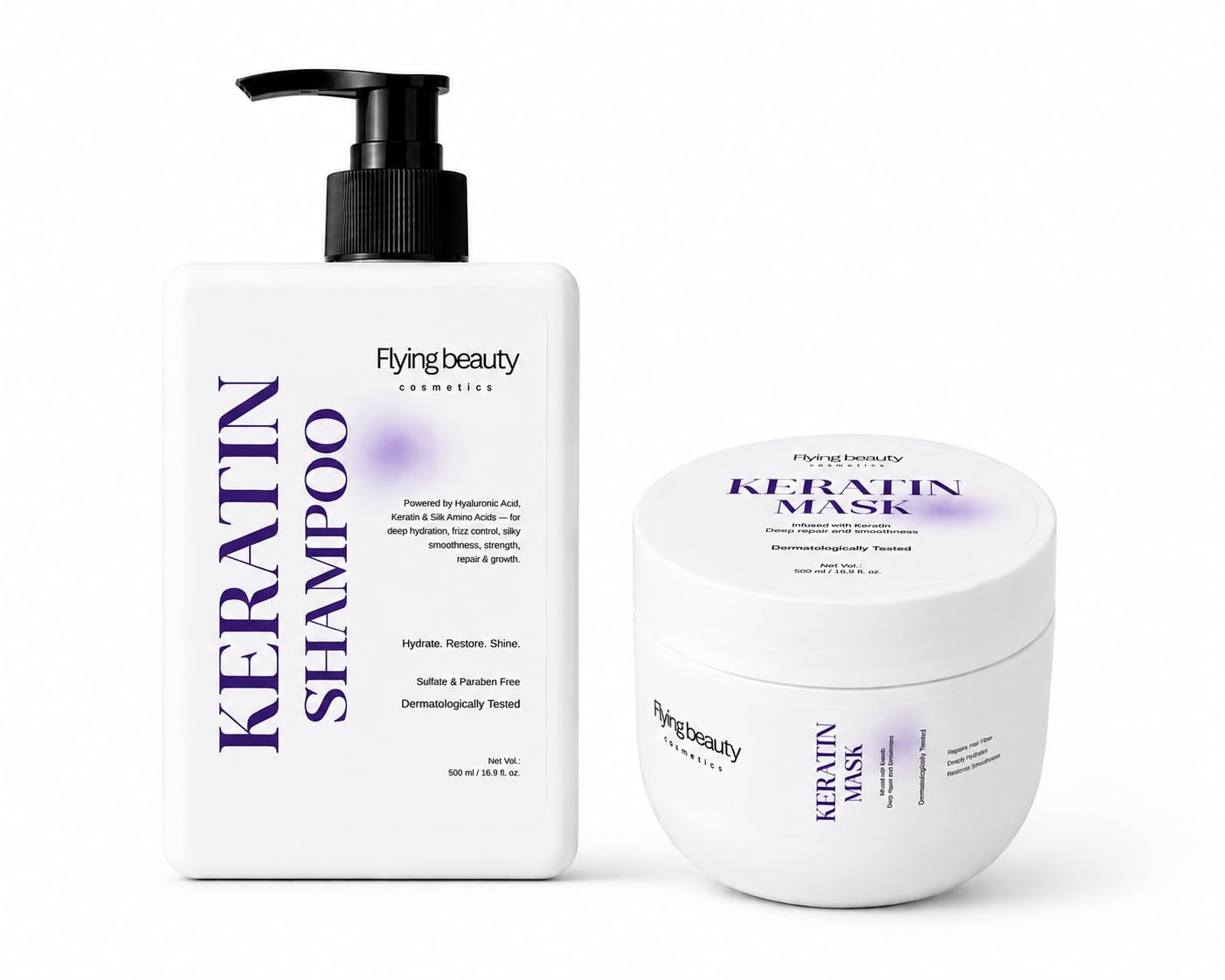 Keratin Shampoo + Mask for Heat Damaged Hair | Complete Repair Combo | Rebuilds Hair Fiber Deep Hydration & Smoothness | Sulfate Paraben Free | 500ml Each | Dermatologically Tested-image-37