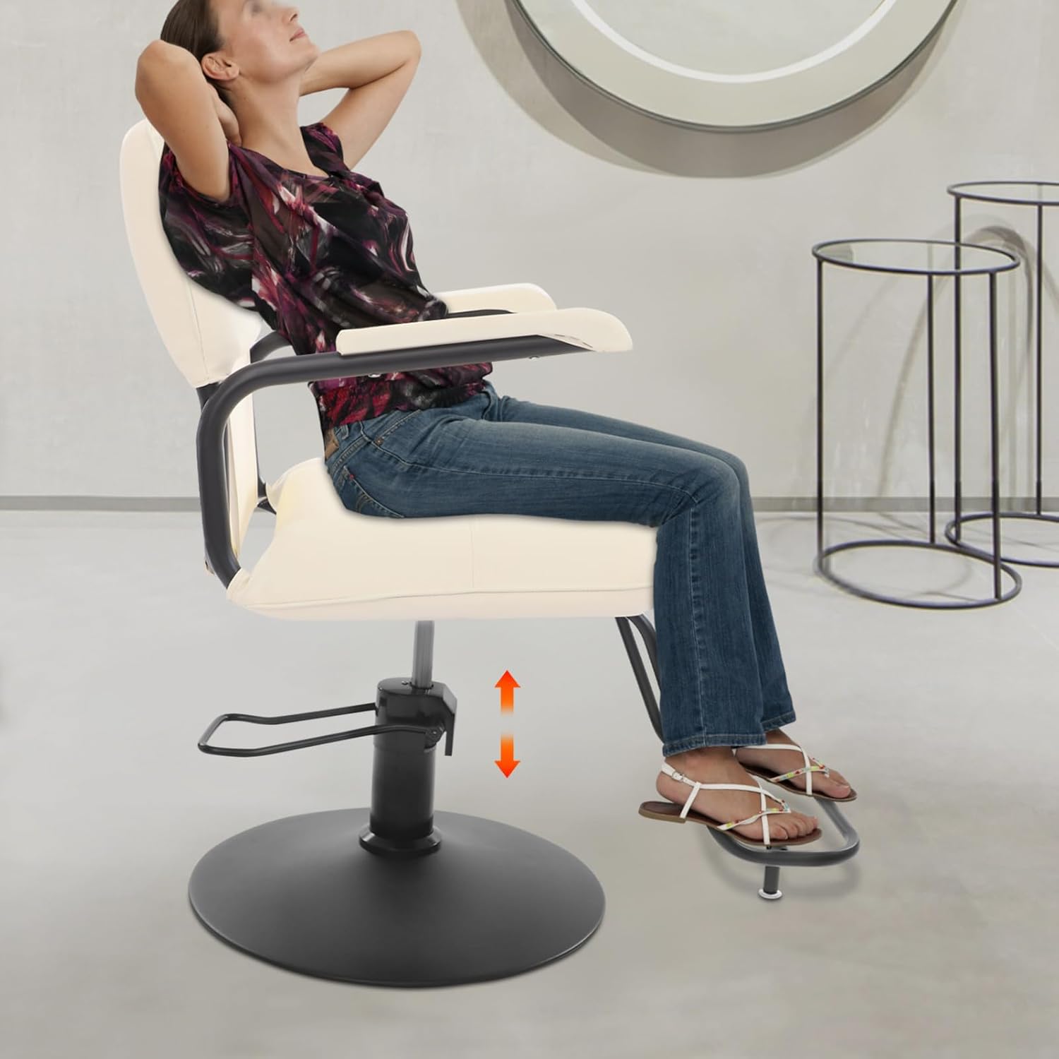 Professional Barber Chair 360° Swivel Hydraulic Styling Chair, 551lbs Capacity, Artist Hand Salon Chair for Hair Stylist, Adjustable Height Salon for Hairdressing & Beauty Salon (White)