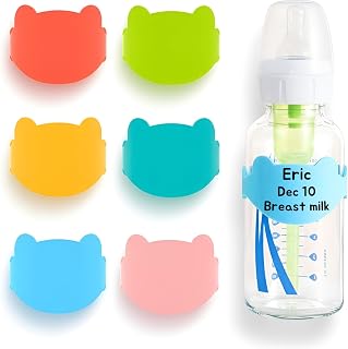 Silicone Baby Bottle Labels for Daycare, Write and Reusable Waterproof Daycare Label for Baby Bottle, Pack of 6