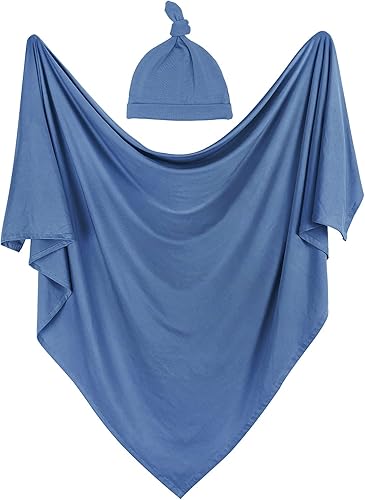 Miniatura 13 de OWLOWLA Conjunto de manta y gorro para recién nacido, manta de recepción para bebés niños y niñas (rubor) Blush,Negro,Arena,Azul bebé,Gris