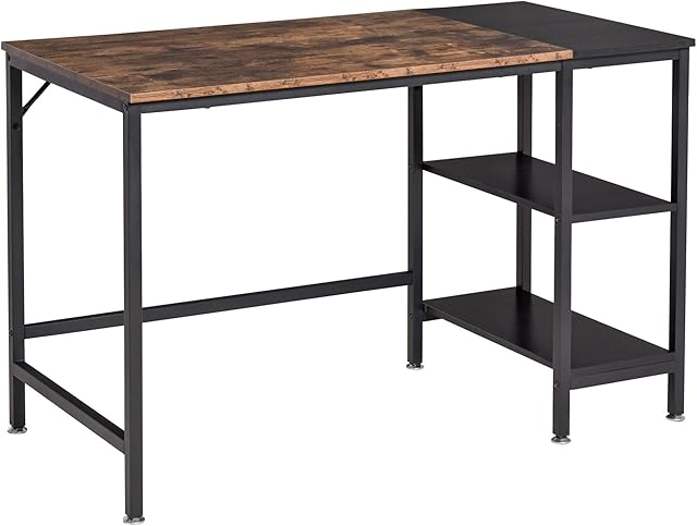 HOMCOM Computer Desk, Home Office Desk for Study, Writing with 2 Storage Shelves on Left or Right, Steel Frame, 120x60x76cm