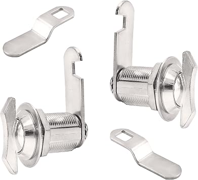 2Pcs 1 Inch Thumb Operated Offset Cam Locks, Chrome Non-Locking Compartment Lock Latch Keyless Twist Cabinet Replacement Lock for Mailbox Drawer, RV Compartment Door