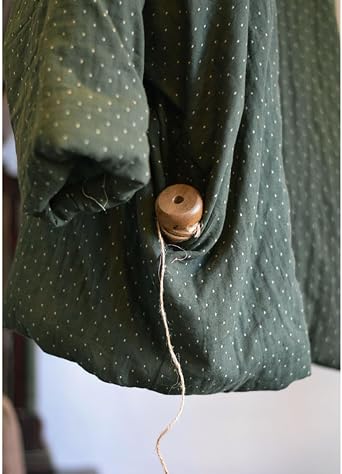 NFYM Women Open Front Kimono Warm Winter Quilted Jacket Shawl Collar Dots Print Loose Outwear Coats with Pockets
