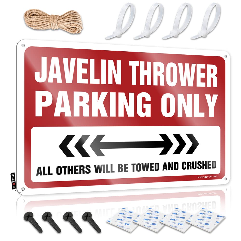 KRAZMURONGD Small Metal Tin Javelin Thrower Parking Only Tin Sign Bar Funny Signs Bar For Man Cave