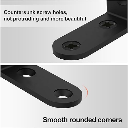 Miniatura 6 de 20 soportes de acero en L para estantes de 1.6 pulgadas, soporte de esquina grande, soporte de estante negro, soportes en L para muebles de madera,