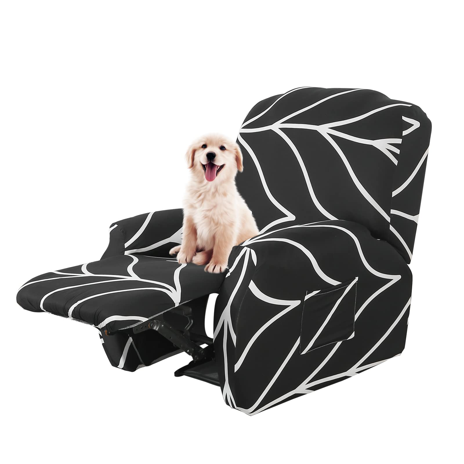 Lydevo Coprisedia universale per sedia, copertura reclinabile elettrica, con tasche, rimovibile, lavabile, elasticizzata, per relax, linea nera