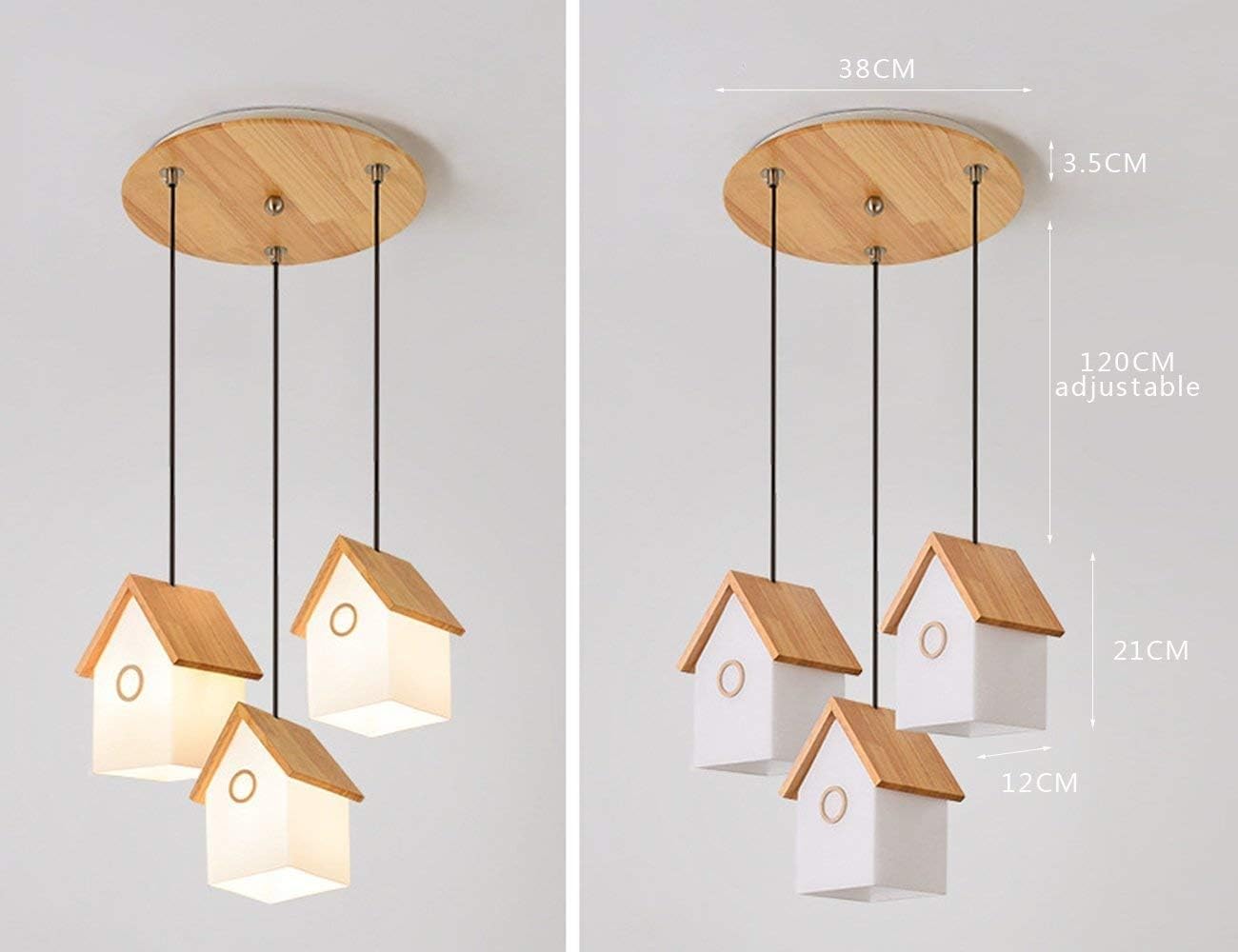 Europe Modern Style Drop Flight Dining Room Living Room Bedroom Light Solid Wood Lampshade Children's Room Light Creative Wooden Chaner 3