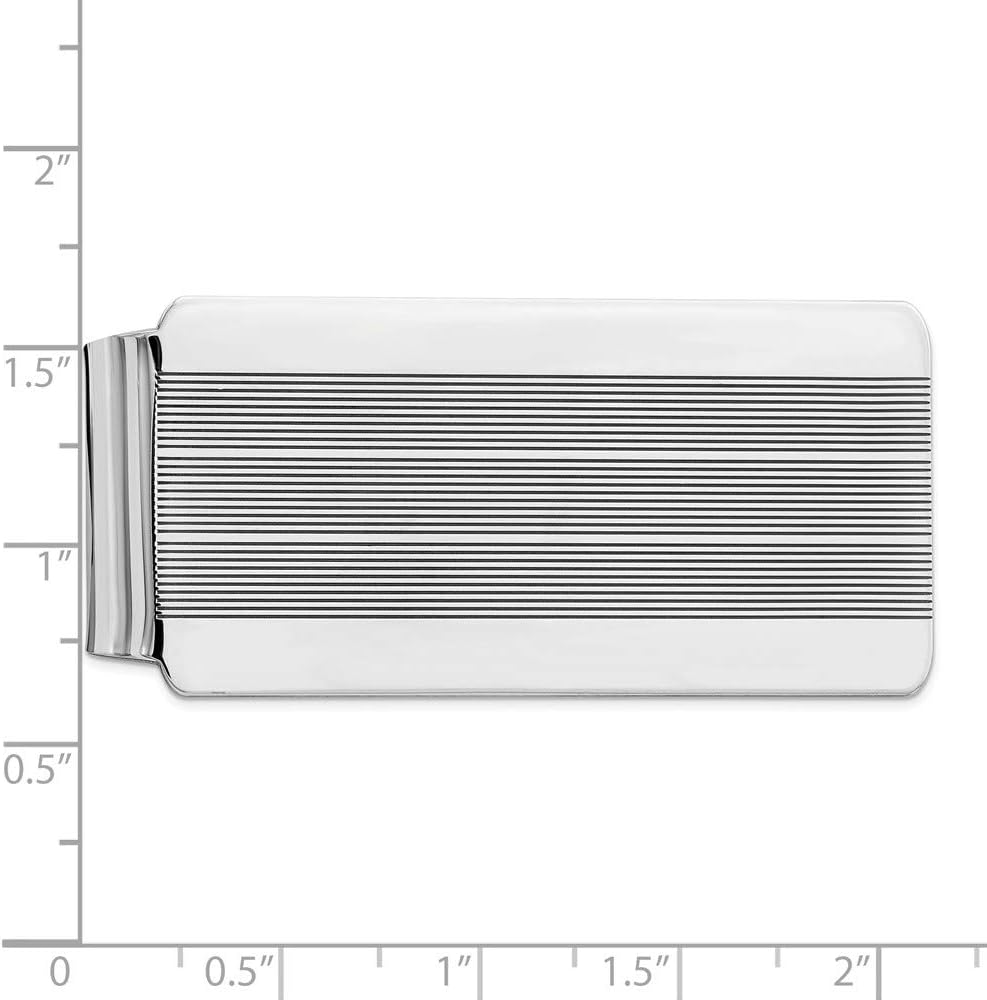 Solid 925 Sterling Silver Men's Slim Business Credit Card Holder Money Clip - 55mm x 26mm