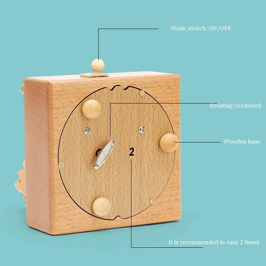 Caja de música vintage con mecanismo tallado de madera, caja musical de cuerda para regalo de Navidad y cumpleaños (E como se muestra)