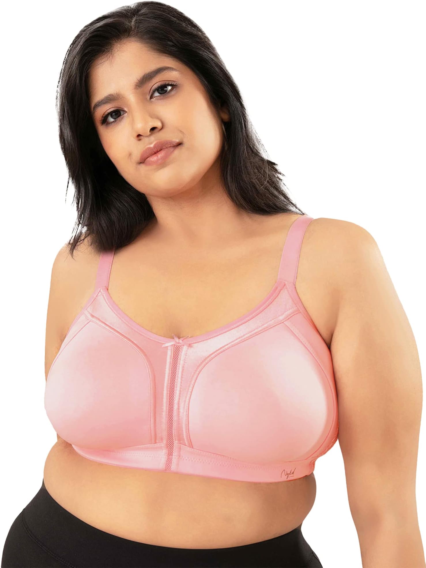 NYKD (NYB101 Cotton Non Padded & Non Wired Everyday Bra for Women | M-Frame Structure for Bounce Control with Full Coverage & Super Soft Wide Straps - Coral