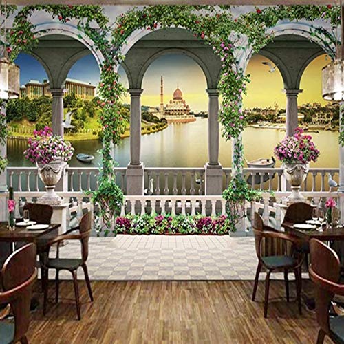 XTSWallpaper 3D Wandbilder Tapete 360X250Cm Sonnenuntergang Stadt See 3D Wandbild Wohnzimmer Tv Hintergrund Wanddekor Tapet Wanddekoration Fototapete 3D Effekt Vlies Wandbild Schlafzimmer
