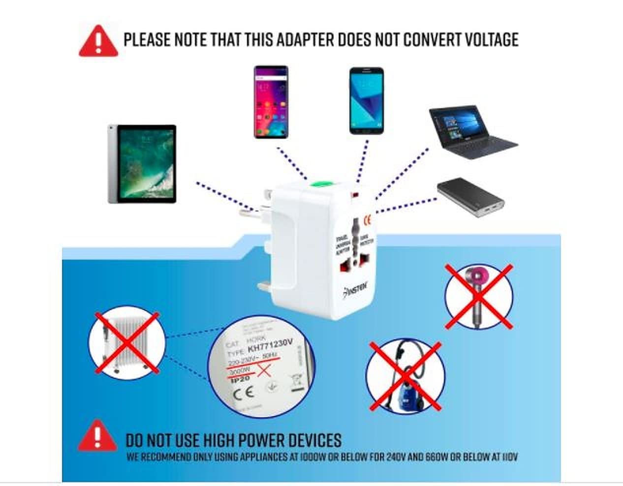SKADIOO Universal Charger Adapter | 2 Years Warranty, 240V | Universal Travel Adapter All in One, International Travel Adapter for 150+ Countries, Ideal for Worldwide Travel (White, Set of 1) — Amazon image 6