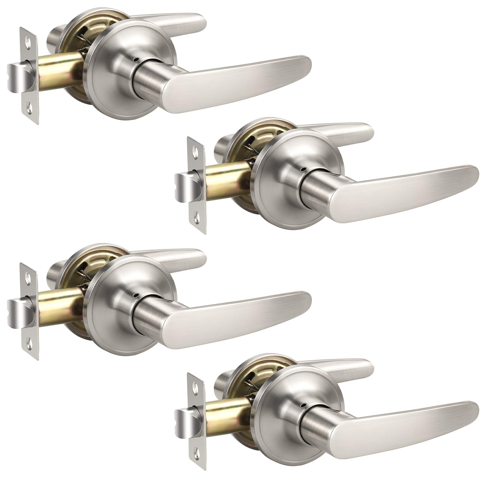 Satin Nickel Door Handles with Lock - Privacy & Security -14
