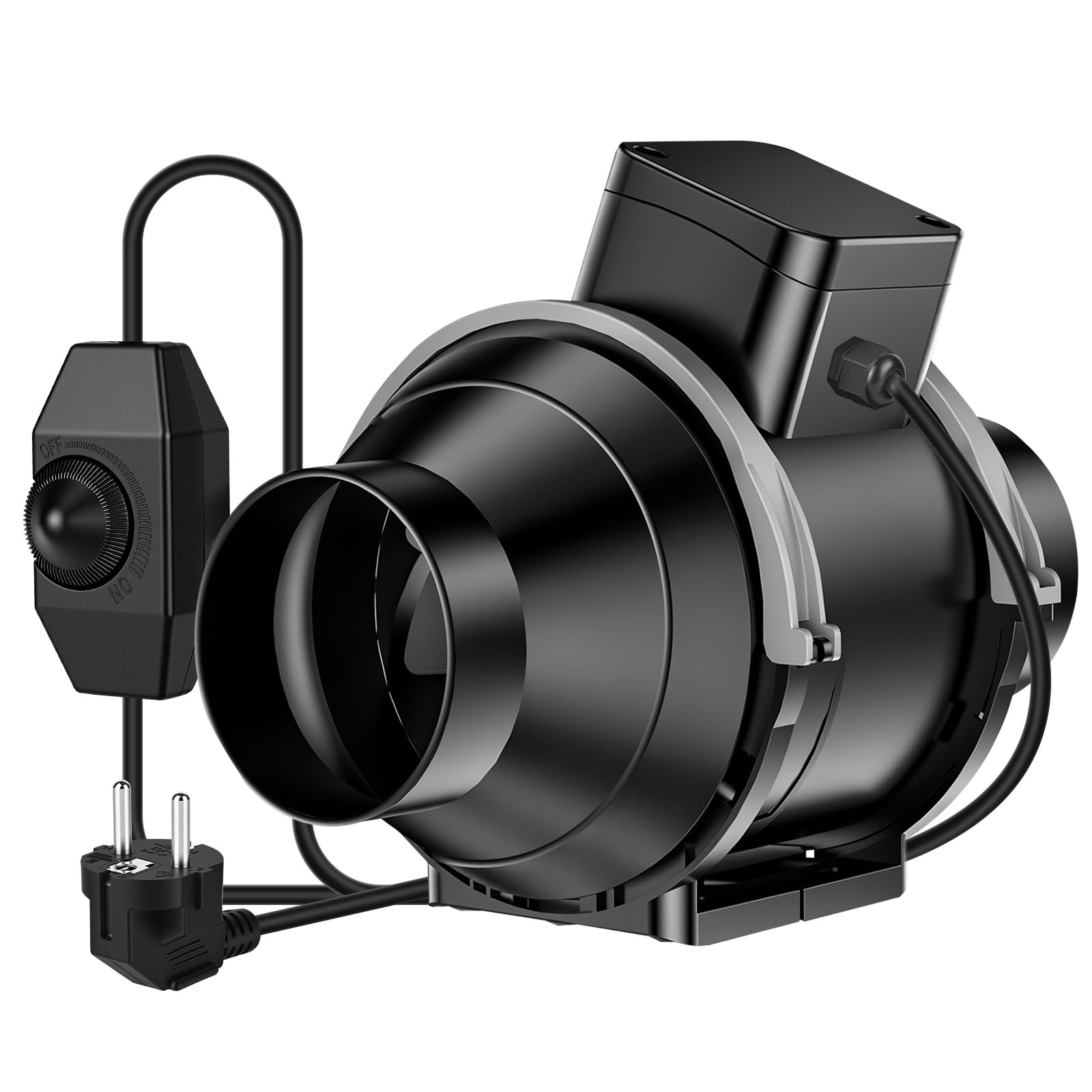 Diealles Shine 100mm Ventola Aspirazione Regolabile 360m³/h Estrattore Aria in Linea con Controllore di velocità Variabile per Bagno, Ventilazione, Tende di Crescita, Coltura Idroponica