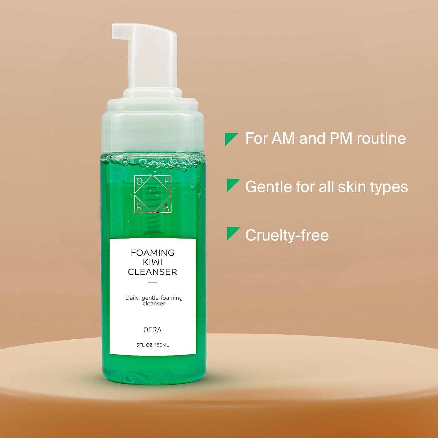 OFRA Foaming Kiwi Cleanser | Gentle Facial Cleanser for All | Daily Refreshing & Balancing | Soothing Foaming Formula for a Clear Complexion and Everyday Skincare | 5 oz/150 ml - Image 4
