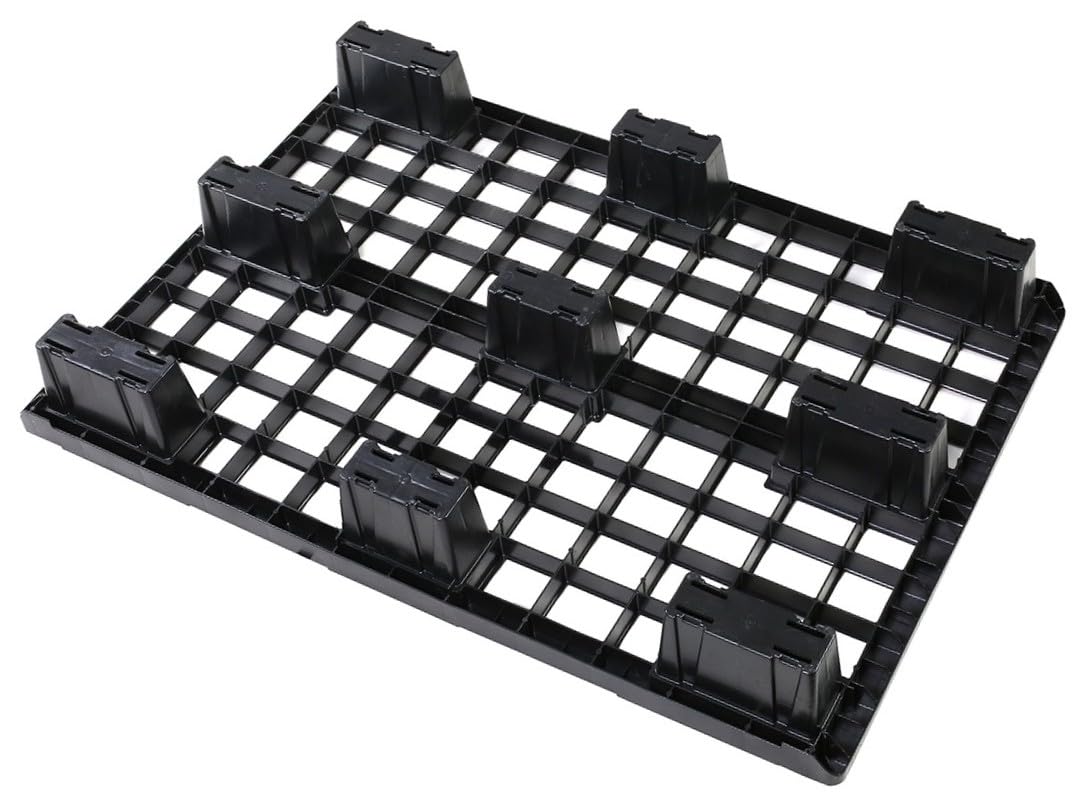 CATOLO Lot de 10 palettes légères, 120 x 80 cm, en plastique européen, jetables, noires