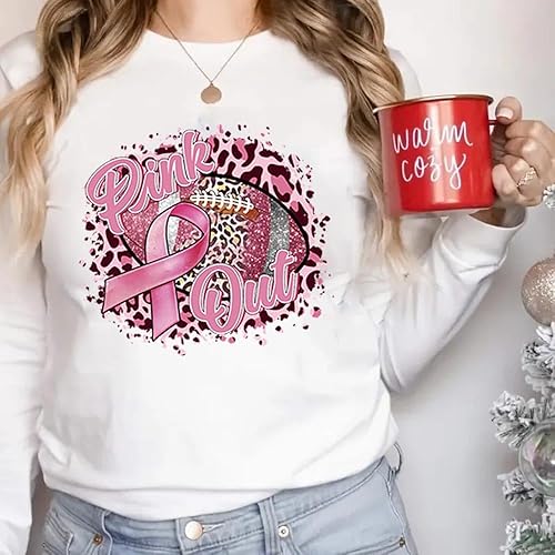 Miniatura 6 de Adhesivos de transferencia para planchar sobre el cáncer de mama, cinta rosa, calcomanías de vinilo de transferencia de calor, 4 hojas de ajuste,