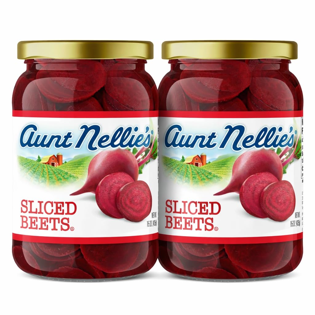 Aunt Nellie’s Whole Pickled Beets | Tangy, Earthy, Sweet and Delicious | Deep Vibrant Ruby Red-Purple | Grown & Made in USA | Smoothies, Salads, Side Dishes (16oz, 12-Pack)