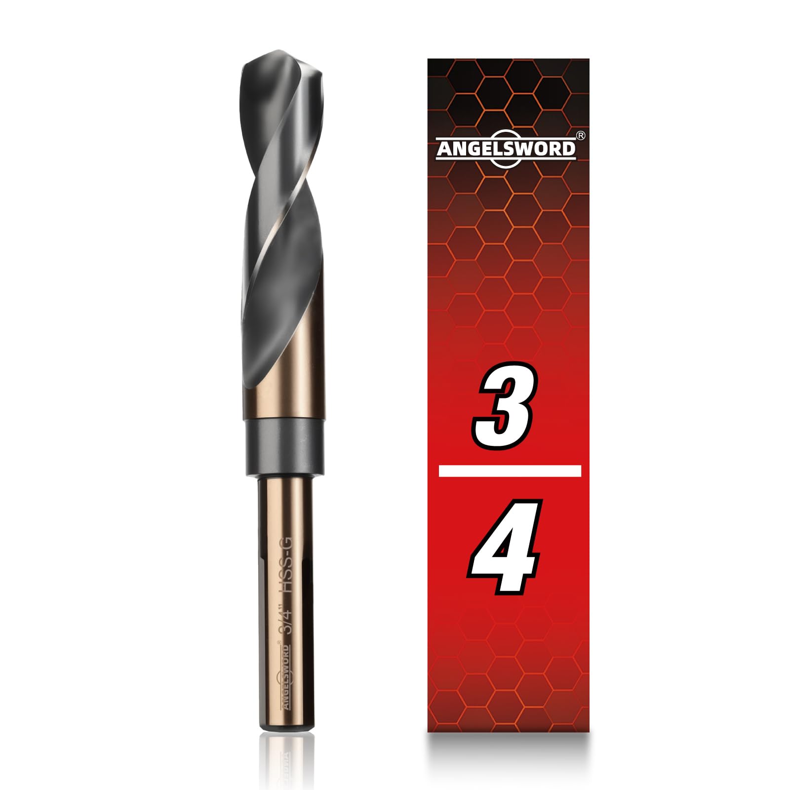 ANGELSWORD 3/4" Reduced Shank Drill Bit, M2 High Speed Steel Drill Bit for Hard Wood, Mild Steel and Metal