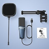 Vista 9 de TONOR TC-777 - Micrófono de podcast, micrófono de computadora USB, micrófono de condensador cardioide para PC con soporte de trípode y filtro pop