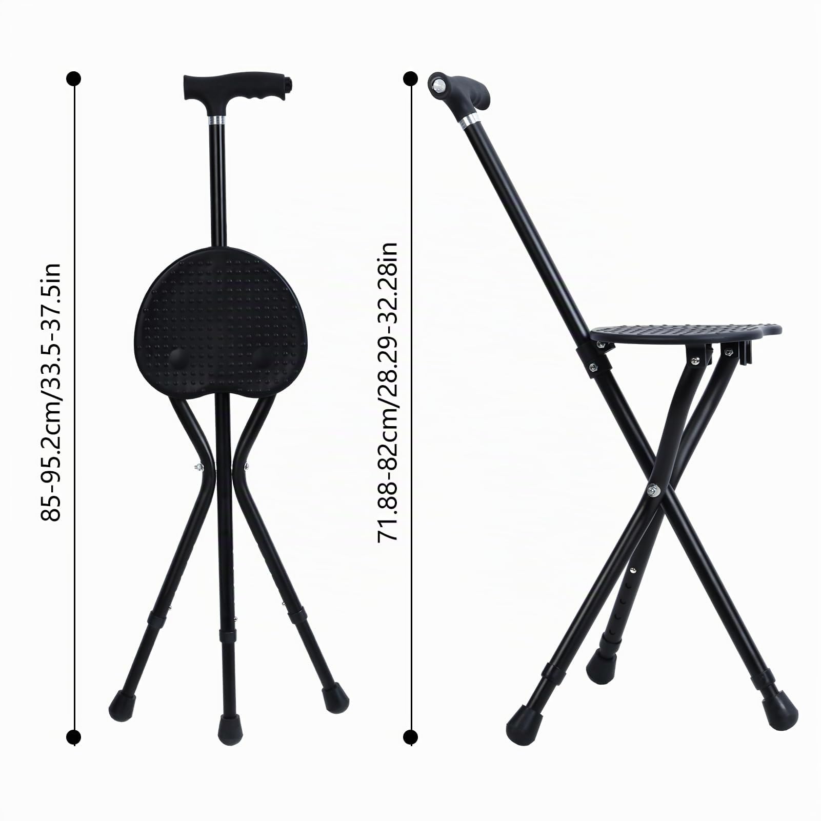 Sedia pieghevole per bastone, altezza regolabile con luce a LED, in lega di alluminio, portatile, aiuto per la mobilità, sgabello pieghevole, capacità di 199,6 kg
