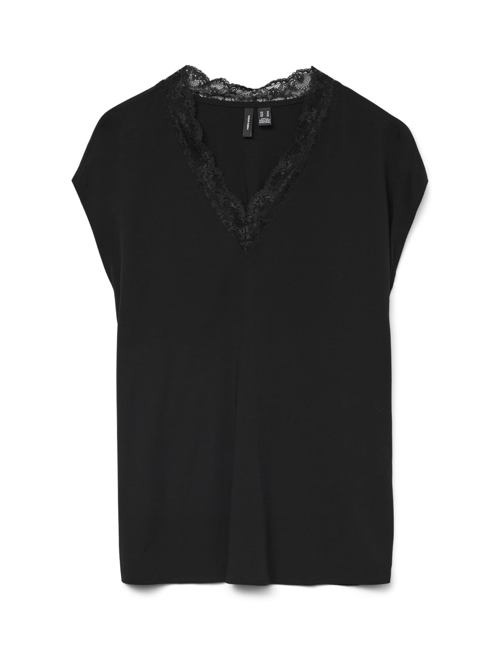VERO Moda Women's Vmbella SL Lace WVN Ga Noos Top, Black, M