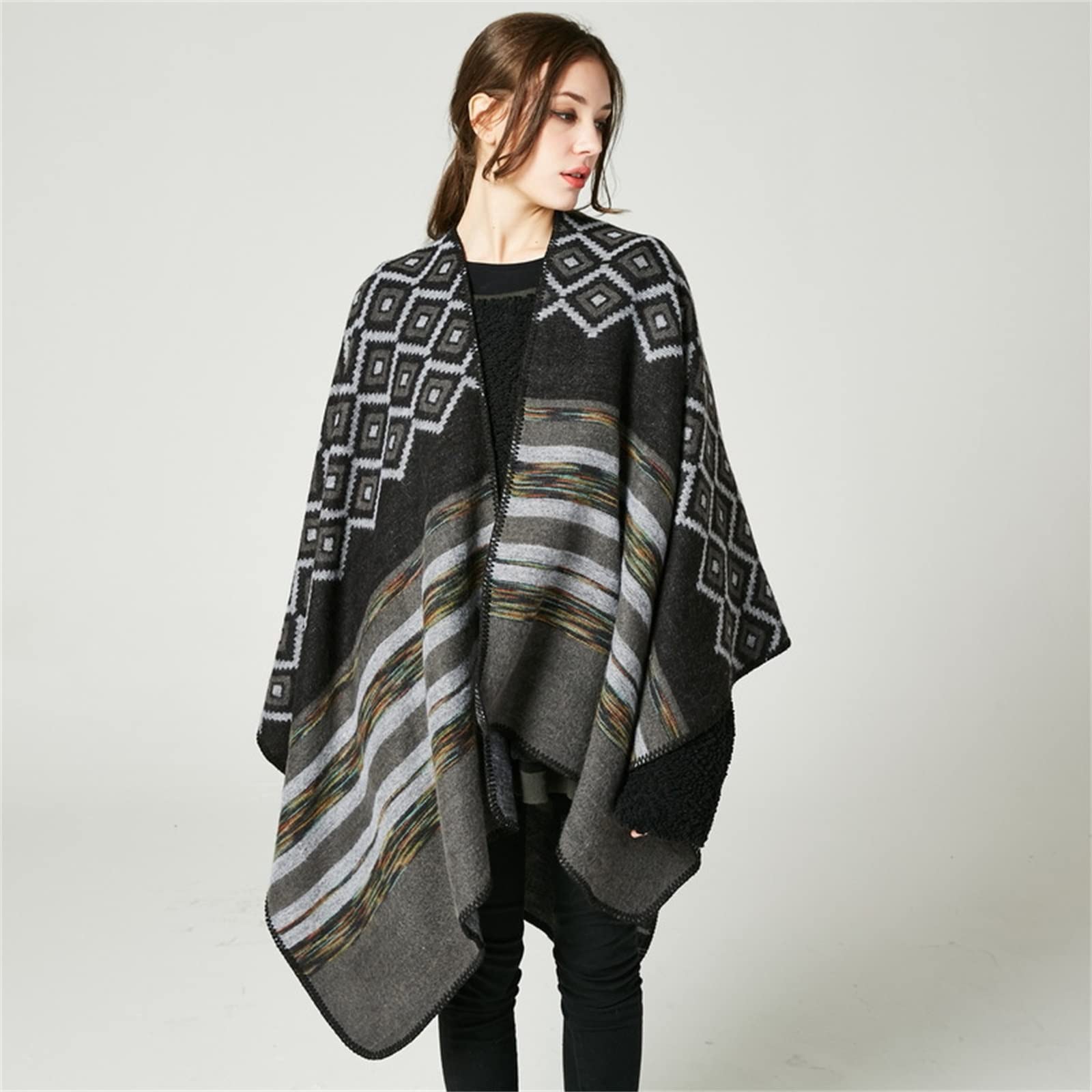 Scialle da Donna Poncho Double Face da Donna, Sciarpa Invernale Oversize per Le Donne