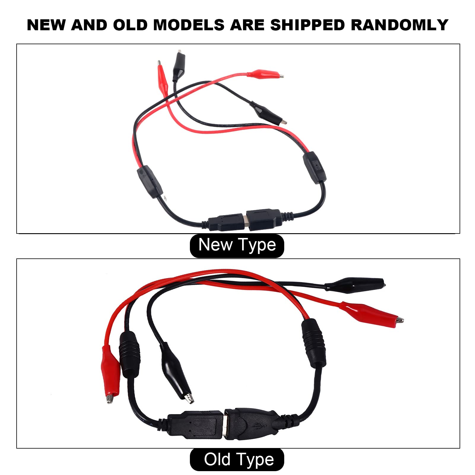 USB to Alligator Clips, USB Cable Tester Red Black Wire Alligator Clip Test Cable Male Female to USB Line for Electrical Circuit Testing