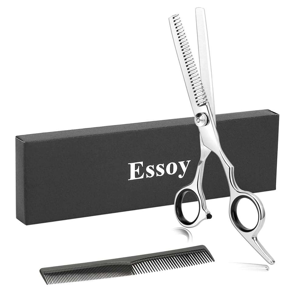 Essoy Professional Thinning Shears - 6.5-Inch Hair Cutting Scissors with Stainless Steel Blades, Fine Adjustment Screw for Home Salon, Barber and Hairdressing