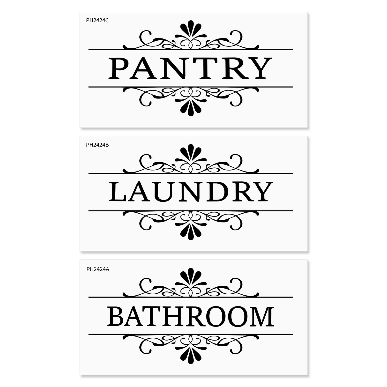3 Pcs Pantry Laundry Bathroom Vinyl Wall Decal, Vinyl Room Door Art Decal Stickers for Bathroom Living Room, Door Decal Art Signs Wall Sticker for Room Store Decoration Supplies