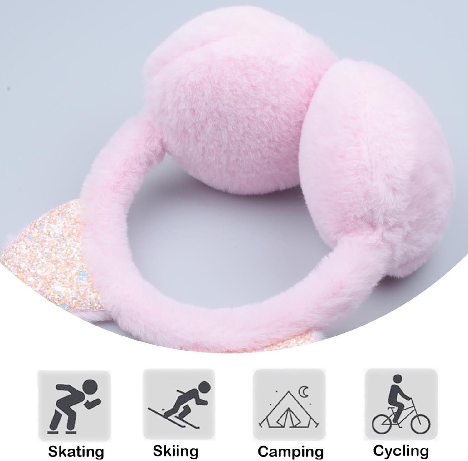 Winter Earmuffs for Kids Girl Plush Ear Warmers,Foldable Unicorn Earmuffs for Girls Kids Women Warm Outdoor Ear Covers - Image 3