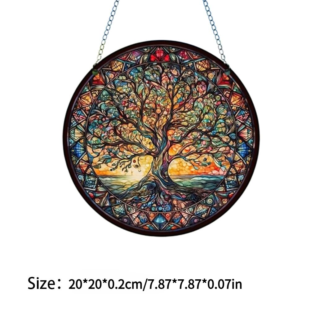 Tree-Stained Window Hanging Ornament, Elegant Suncatcher & Light Diffuser for Kitchen and Home Decor