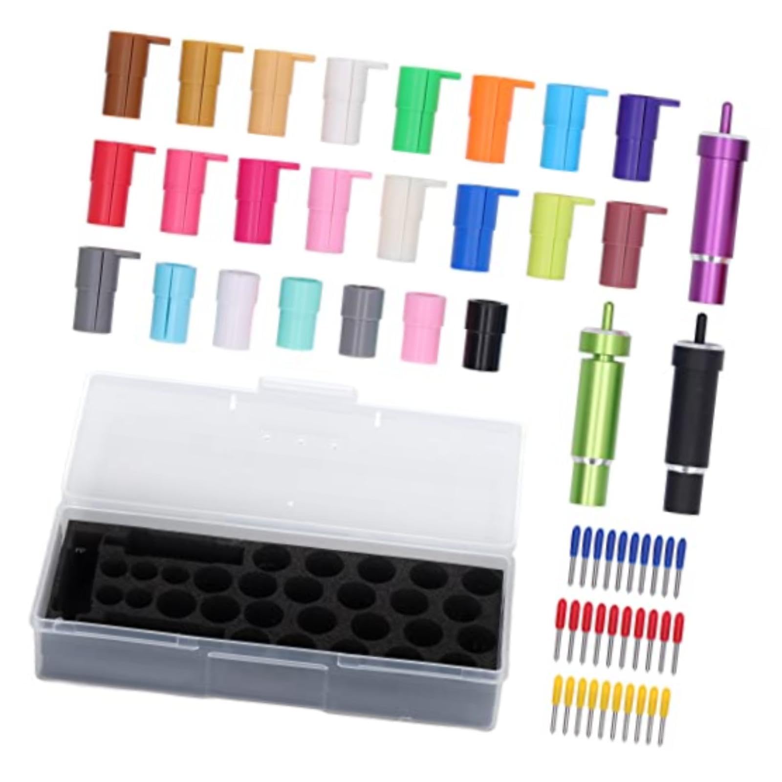 Accesorio para máquina cortadora, para soporte de cuchilla y kit de adaptador de bolígrafo, juego de piezas de repuesto con 30 cuchillas de tungsteno 23 adaptadores Abs, para Cricut