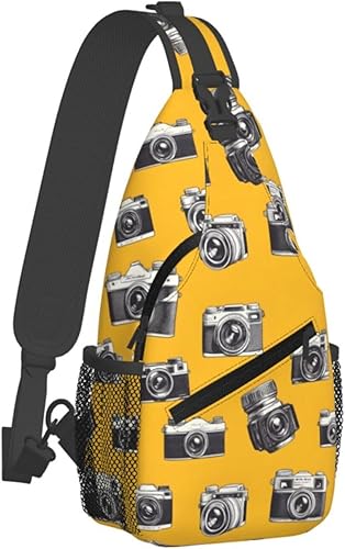 Small Crossbody Bags for Women Men - Vintage Camera Yellow Print Adjustable Shoulder Bag Fanny Packs Belt Sling Bag Crossbody Purses Backpack for