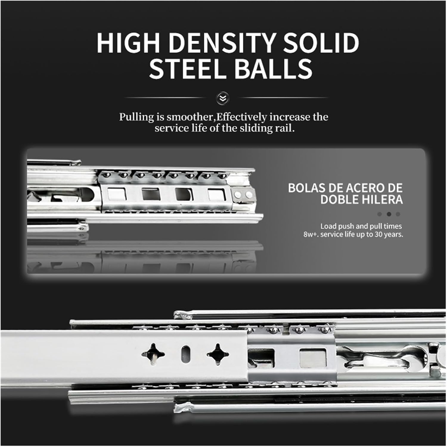 Heavy Duty Drawer Slides Industrial Heavy Duty Drawer Rails 53mm Slides 3-Section Full Extension Retractable Furniture(20 inch)