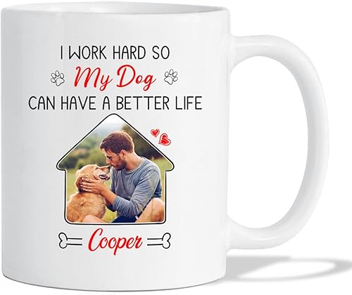 Miniatura 8 de Taza de café con nombre personalizado "Best Dog Mom Ever", regalo para mamá, mamá, madre, amante de los perros, taza de cerámica blanca