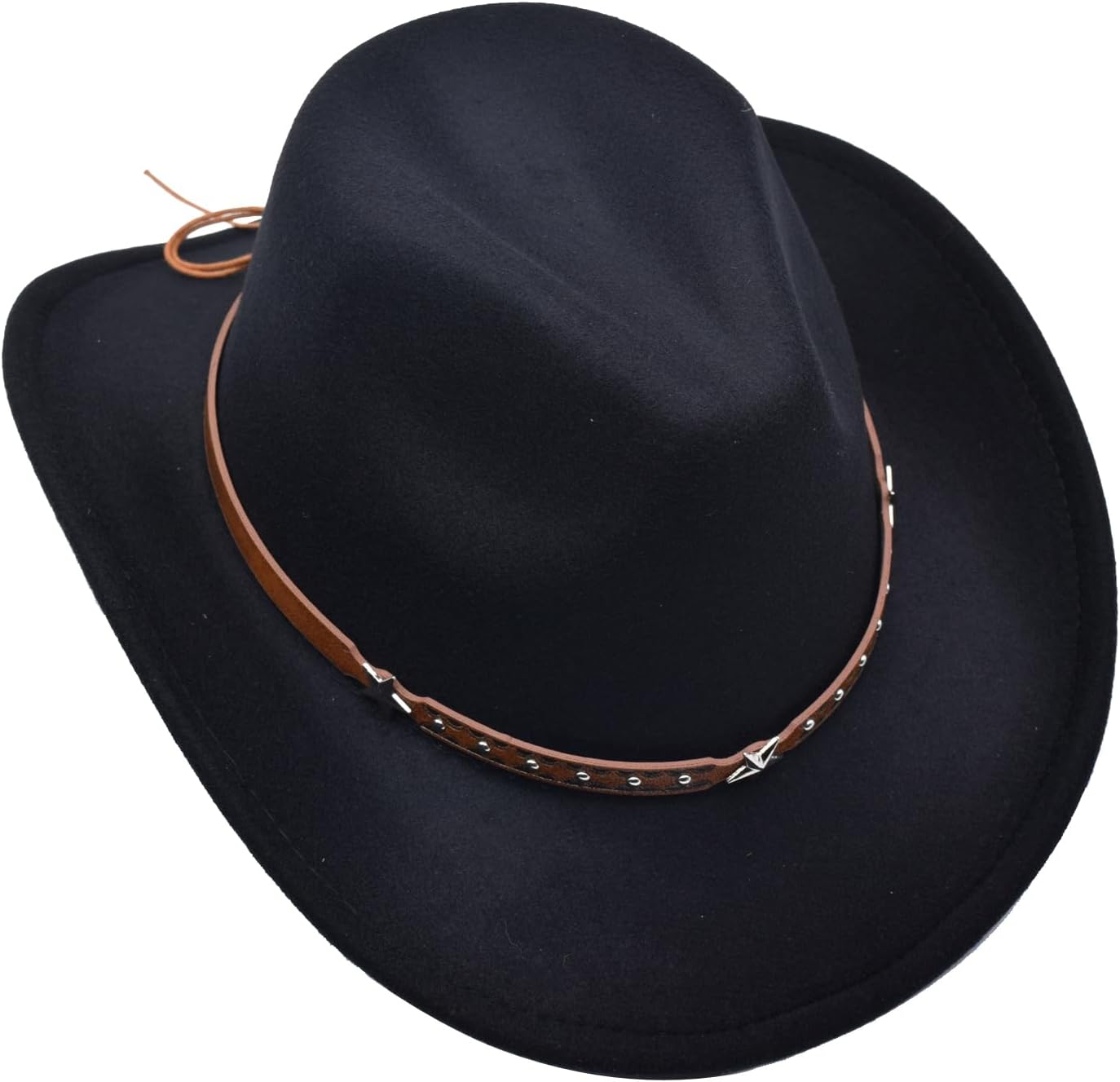 Kids Girls Boys Wide Brim Western Cowboy Cowgirl Hat with Buckle Belt Felt Fedora Hat