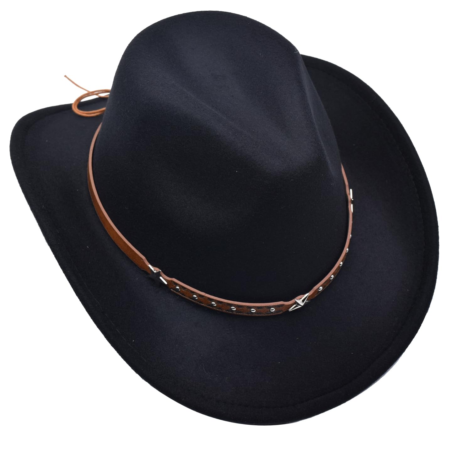 Cappello da cowgirl western a tesa larga con fibbia e cintura in feltro