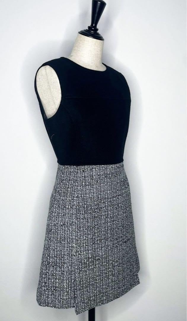 sheller シェリエウールツイードドッキングドレス