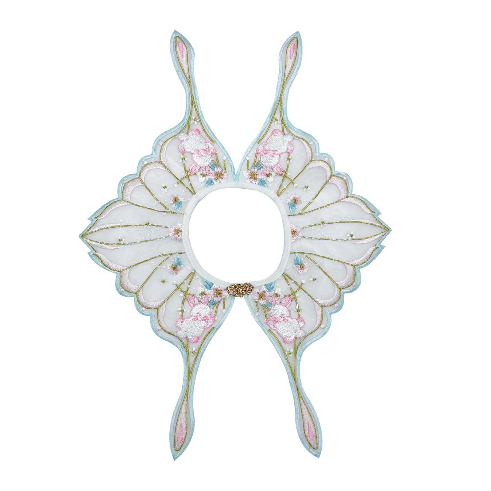 False Shawl Versatile Shawl Wrap Yunjian Collar Detachable Embroidery Hanfu Floral Decorative Chinese Yunjian Collar, White