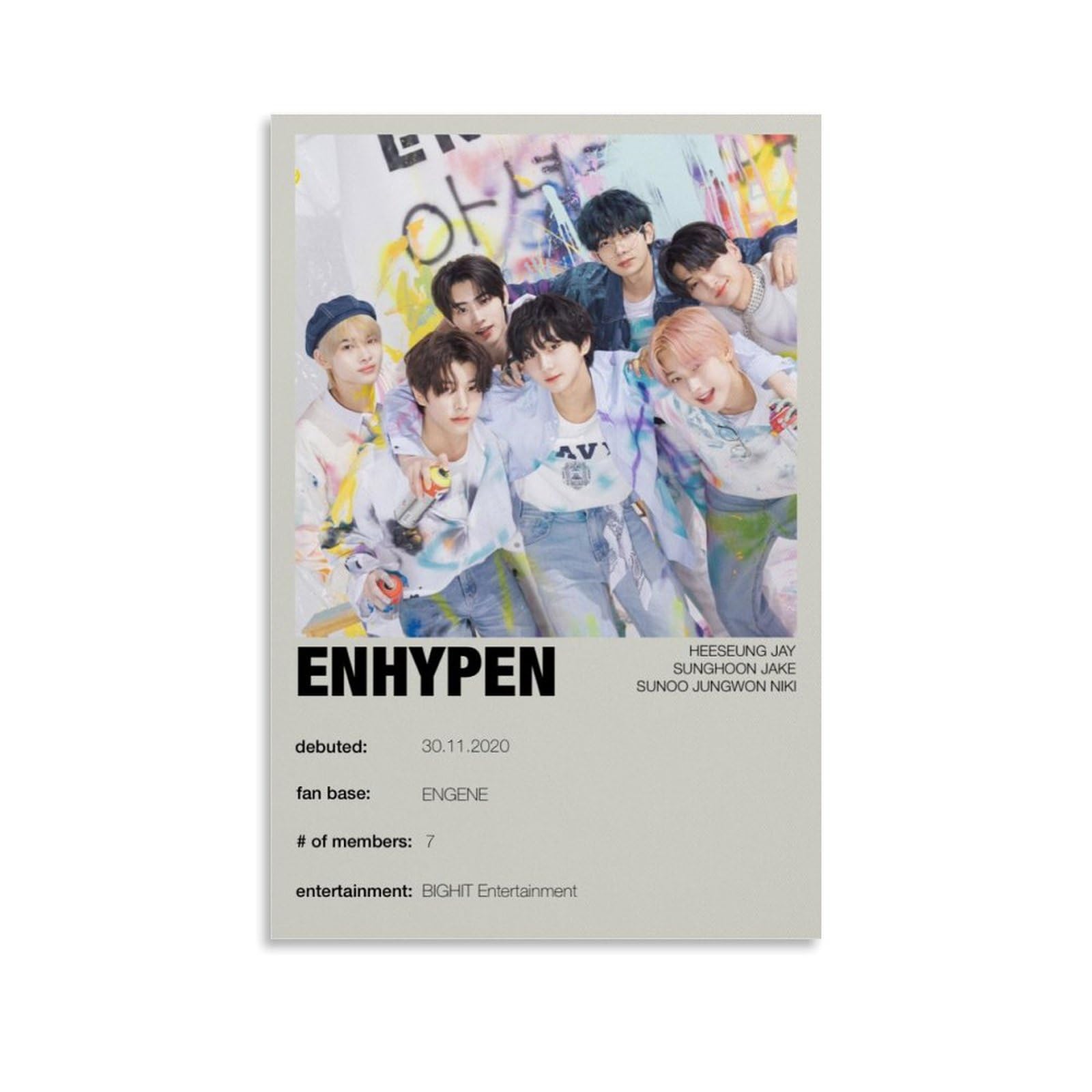 ACLips Enhypen Korea Singer Posters Canvas Posters Decorative Room Aesthetic Bedroom Decor Wall Art Office Home Decor Festival Best Gift For Family Friends 16x24inch(40x60cm) Unframe-style