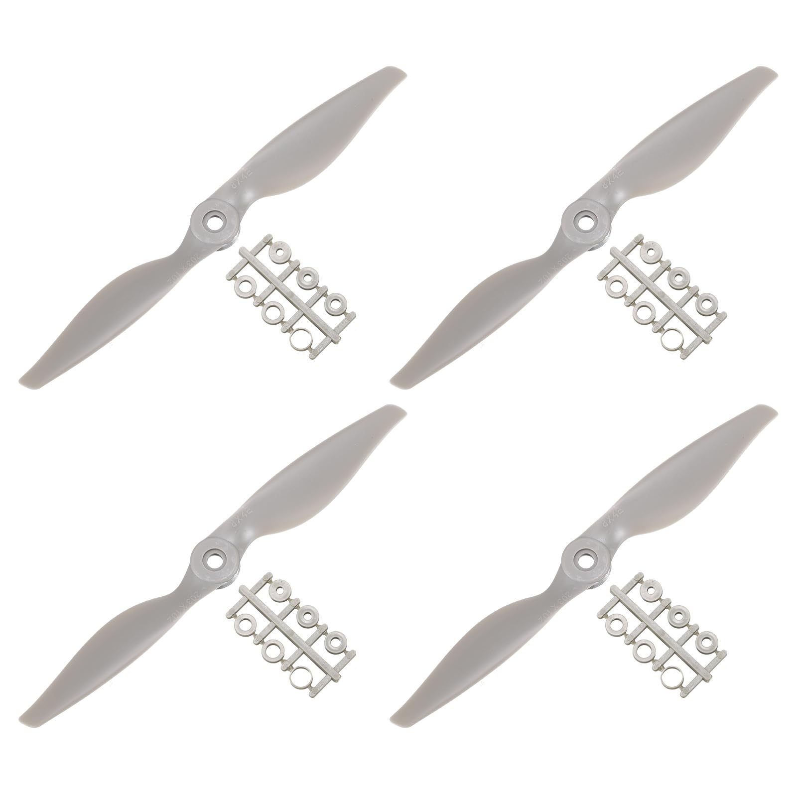 MECCANIXITY 7x5 Propeller RC Propellers 2 Vane Blades Props Grey with Adapter Rings for Electric Airplane Aircraft, Pack of 4