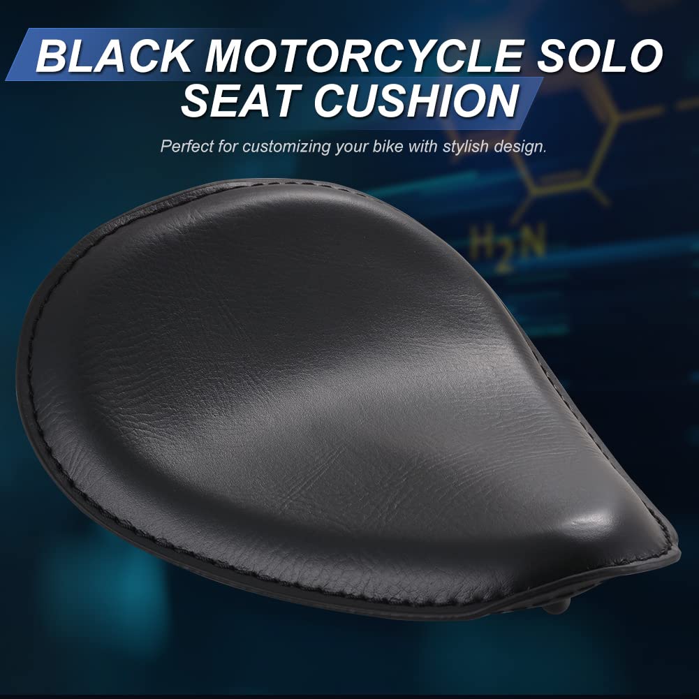 KaTur - Sellino singolo in pelle nera, con kit di staffe di montaggio e molle da 8 mm per Harley Honda Yamaha Kawasaki Suzuki Sportster Bobber Chopper