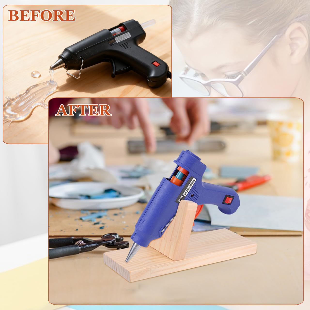 NUOBESTY Glue Gun Holder Stand Wooden Base for DIY Crafts — Amazon image 5