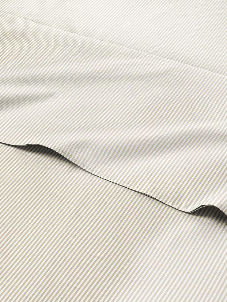 Biege Striped Sheets - Cream Bed Sheet Set - 1 Flat & 1 Fitted & 2 Pillowcases w/ Deep Pockets - Cozy, Wrinkle & Fade Resistant - Soft, Breathable, Cooling - Luxury Pinstripe Bedding - Full Size