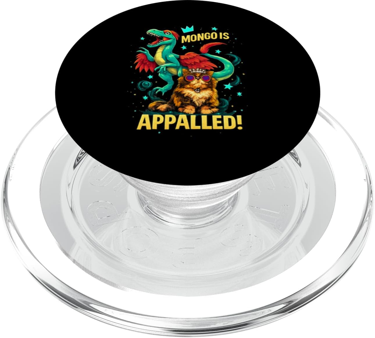 Vintage Mongo is Appalled, Princess Cat Riding Dinosaur PopSockets PopGrip for MagSafe