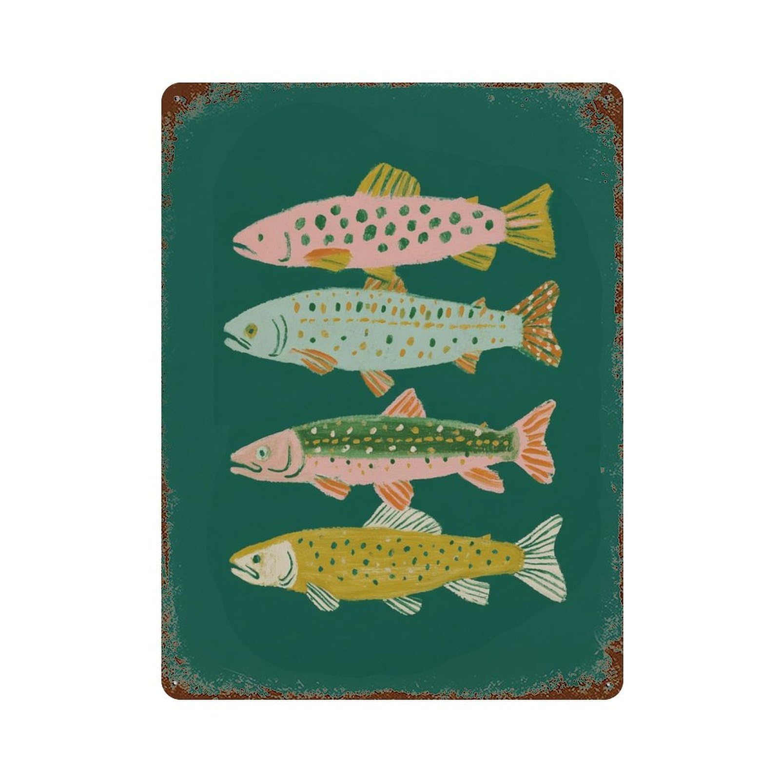 xiaoxiaoshen Colorful Fish Whimsical Ocean Modern Coastal Beach House And Nautical Wall Decor Art Metal Tin Poster Modern Home Decor Art Home Bar Shop Decorations Vintage Sign 40x30cm