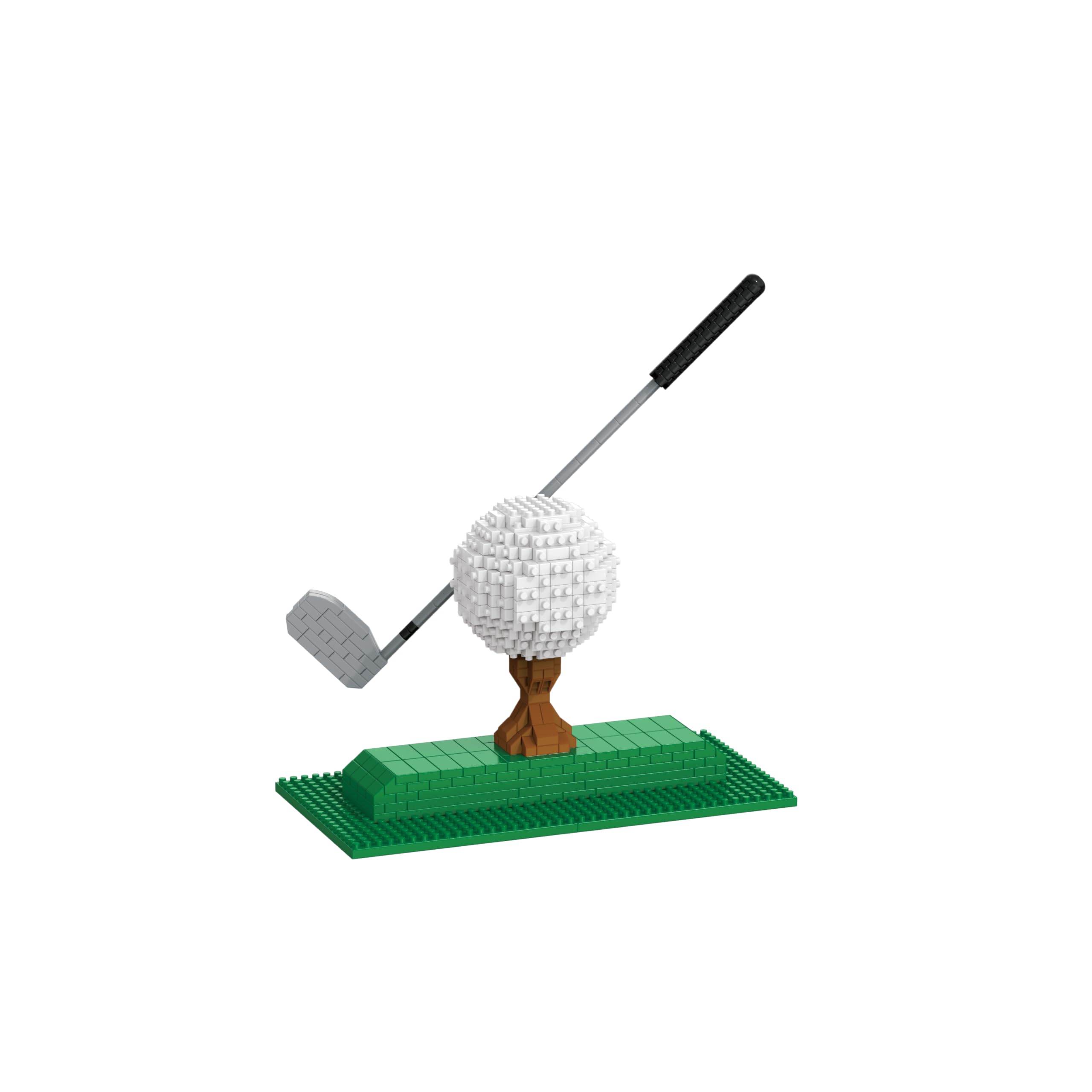 alltogetho 3D Golf Ball and Club Building Blocks - Micro Toy Desktop Sports Display Sculpture with Tee Base, Unique Room Setup Decor Gift for Boyfriend Men — image 1